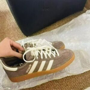Adidas Tan Sneakers with Cream Stripes